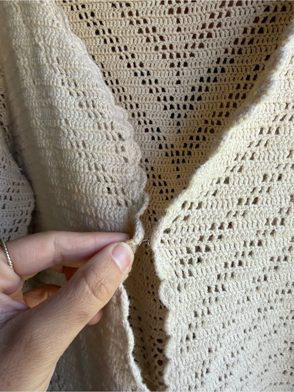 Vintage Y2K Venezia Jeans Cream Crochet Knit Openwork Cardigan 1X Cottage Boho - Picture 4 of 6